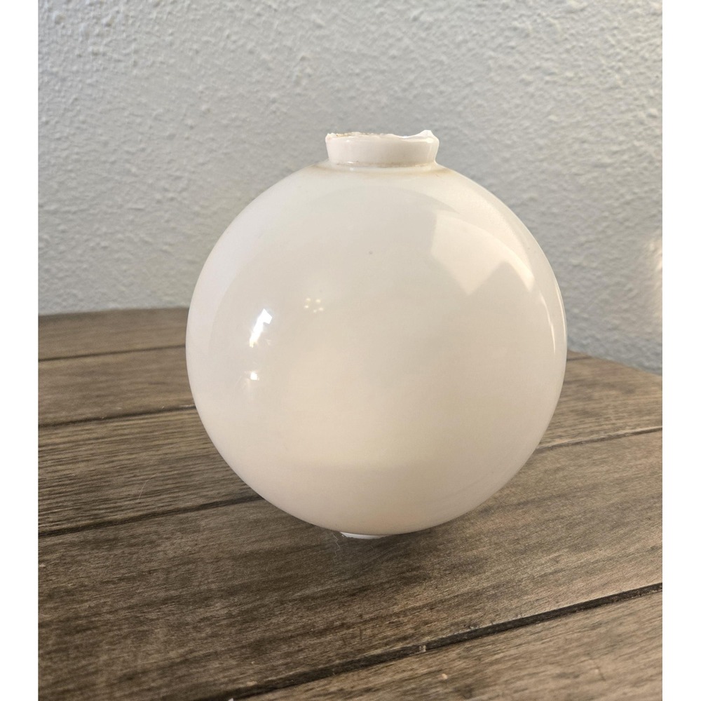 Antique Vintage White Milk Glass Weathervane Lightning Rod Globe Ball Sphere 5"